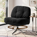 Artiss Swivel Chair Nursing Armchair Lounge Corduroy Steel Star Base Black