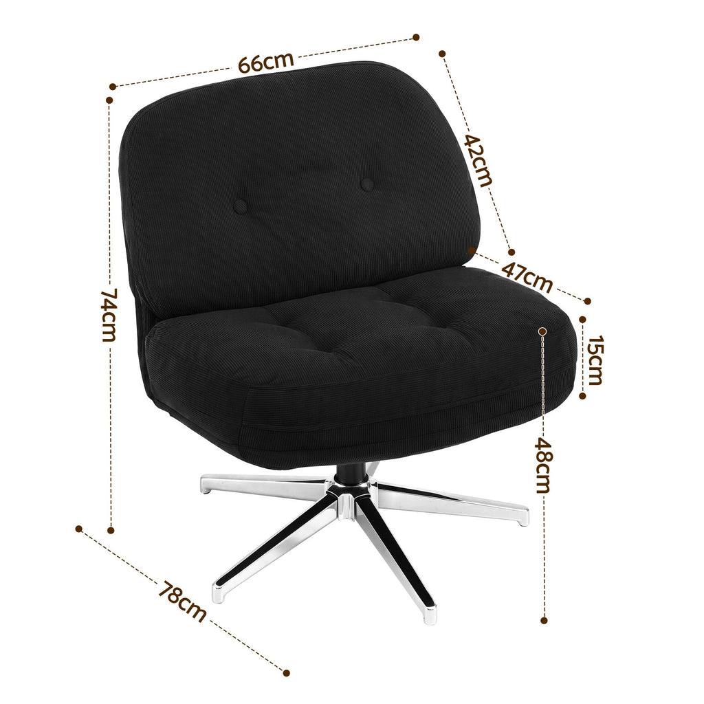 Artiss Swivel Chair Nursing Armchair Lounge Corduroy Steel Star Base Black