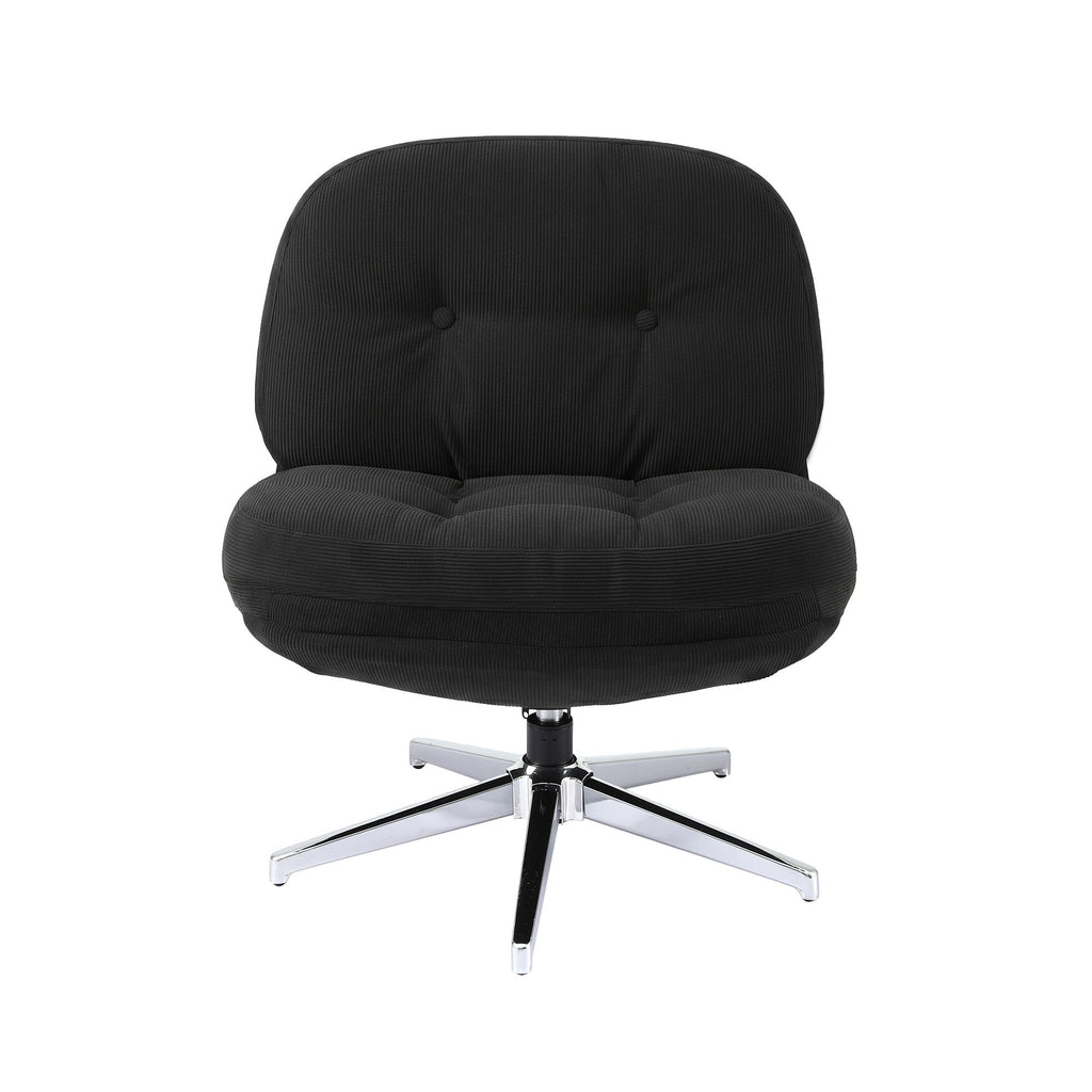 Artiss Swivel Chair Nursing Armchair Lounge Corduroy Steel Star Base Black