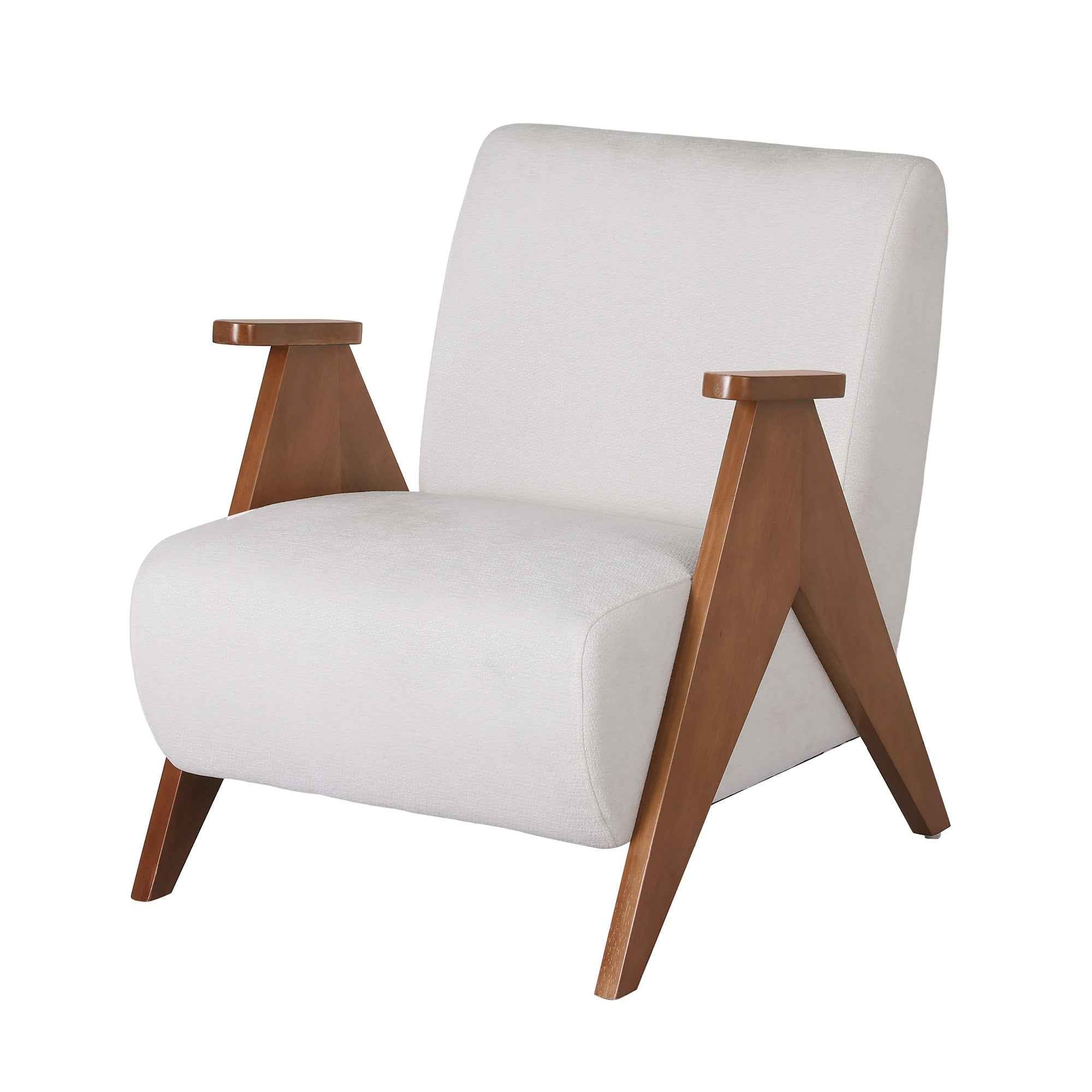 Artiss Armchair Accent Chair Sturdy Upholstered Solid Wood Chenille Fabric White