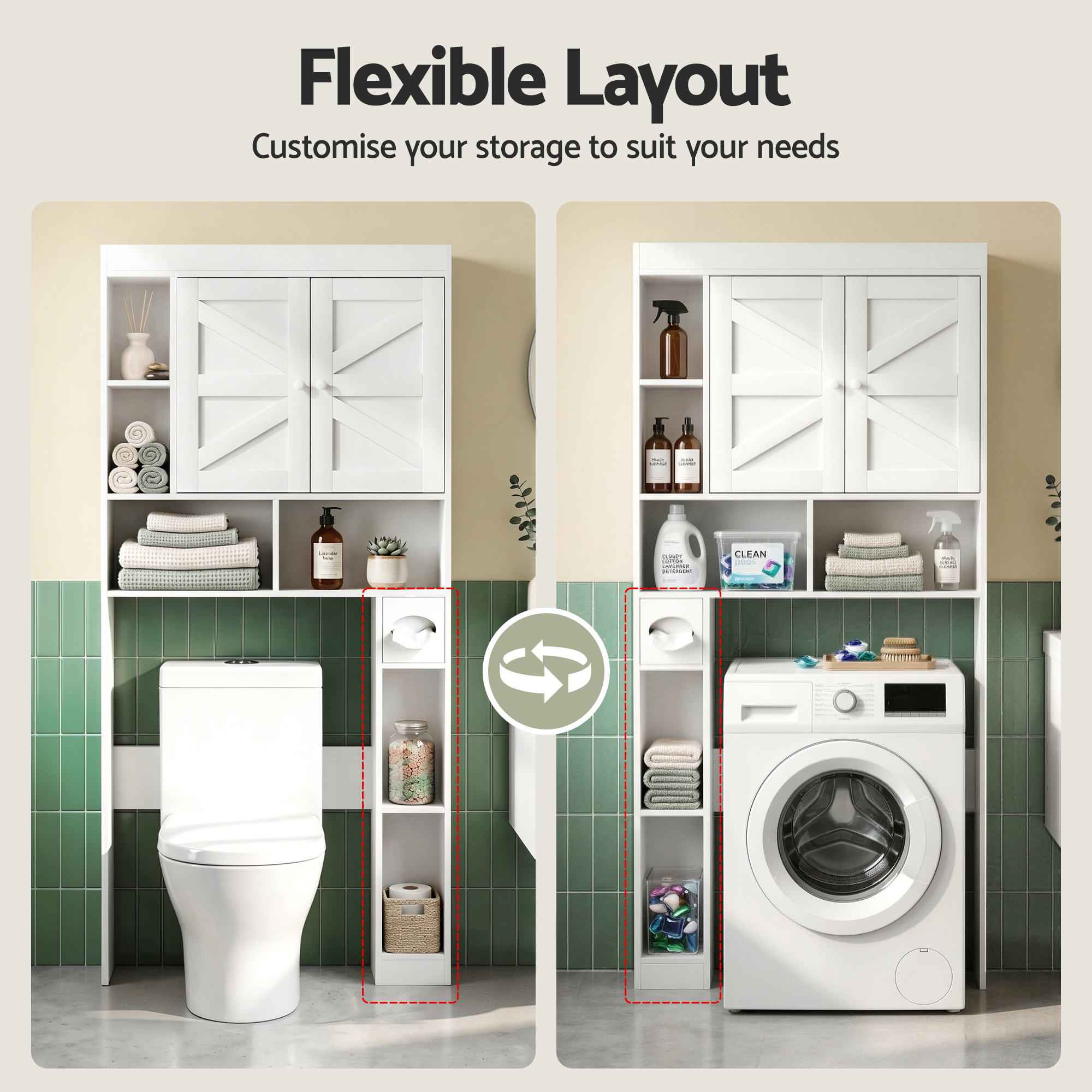 Artiss Bathroom Storage Cabinet Over The Toilet Organiser Laundry Shelf Holder