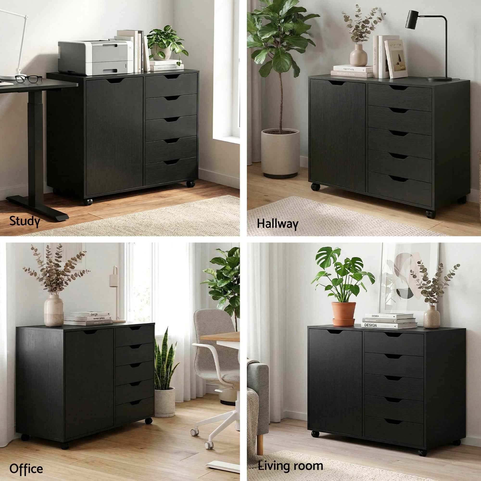 Artiss Mobile Filing Cabinet 5 Drawer with Door Modern Storage Cabinet Printer Stand
