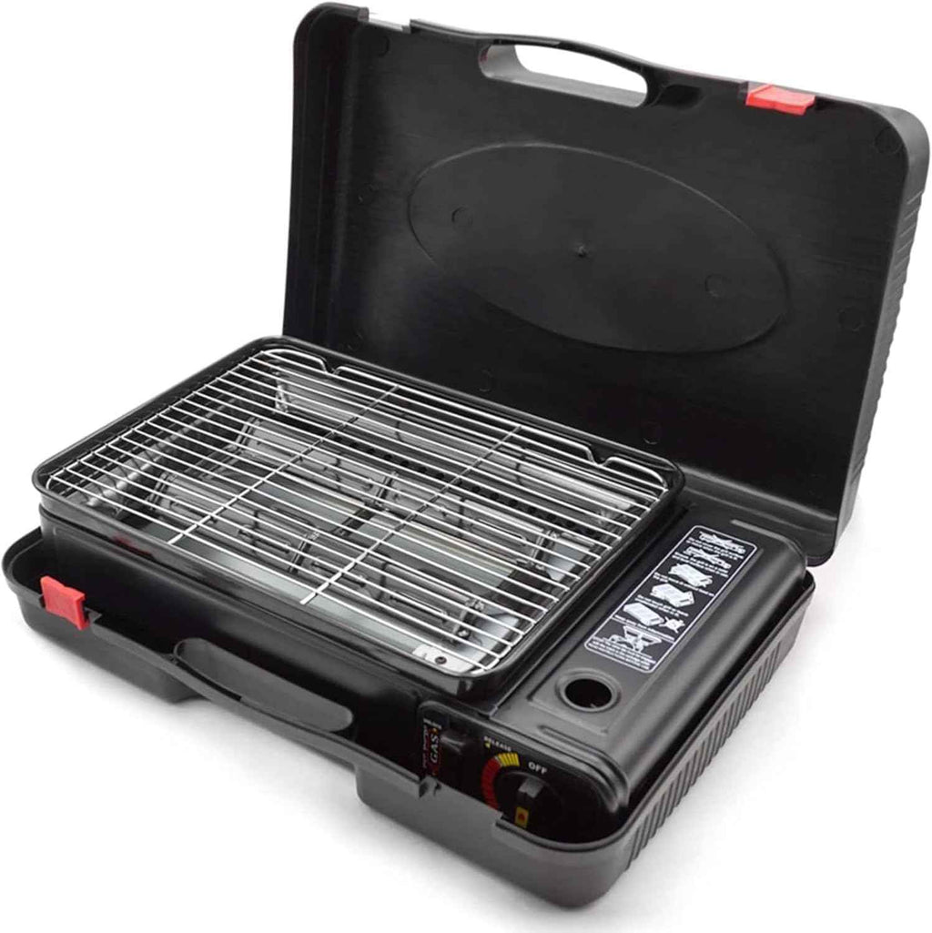 Portable Gas Grill with Removable Grate & Carry Case – Dual Fuel Outdoor Stove for Camping, Backyard BBQs & Beach Picnics (Black)