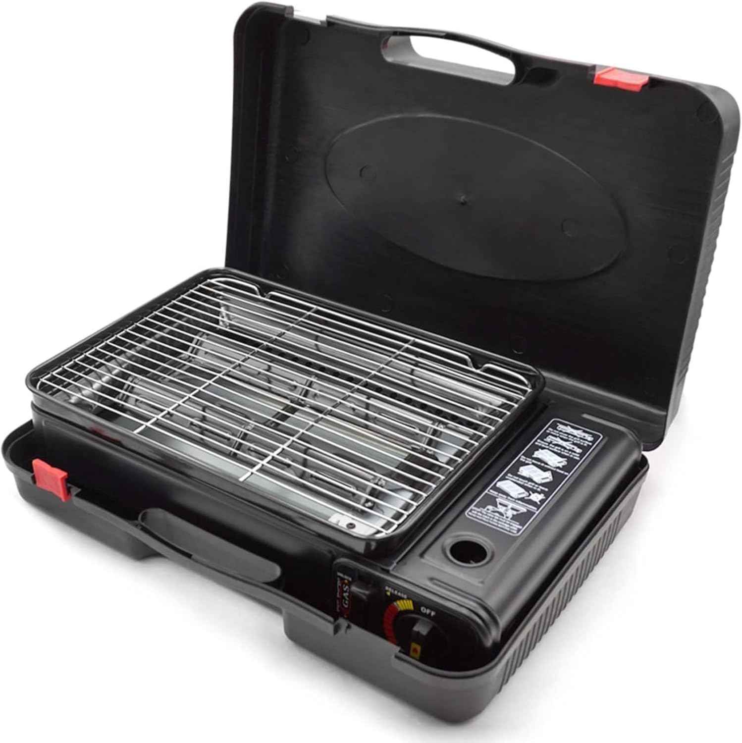 Portable Gas Grill with Removable Grate & Carry Case – Dual Fuel Outdoor Stove for Camping, Backyard BBQs & Beach Picnics (Black)
