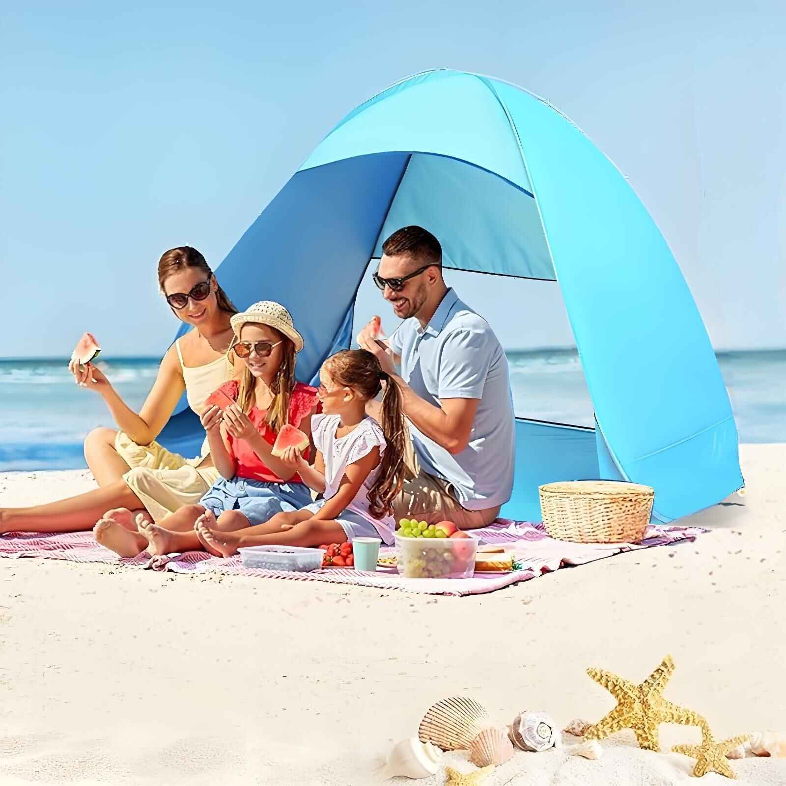 Pop Up Beach Tent: 2-3 Person UPF 50+ Sun Shelter with Carry Bag – Quick-Setup Shade for Beach/Camping(L)