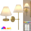 Battery Operated Wall Sconces Set of 2,Gold Rechargeable Wall Lights with Remote,3000mAh Dimmable 3 Timer Magnetic Bulbs,Indoor Wireless Lamps for Bedroom Living Room Hallway Bathroom