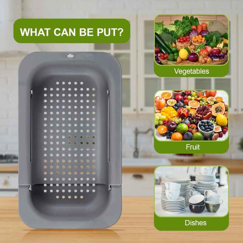 Expandable Sink Strainer - Food Grade Pp Material - Effective Drainage Holes - Quick Drying Rack For Dishes - Easy To