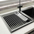 Stainless Steel Kitchen Dish Drainer Rack Foldable And Removable Stainless Steel ROller Drying Rack For Sink Draining