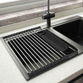 Stainless Steel Kitchen Dish Drainer Rack Foldable And Removable Stainless Steel ROller Drying Rack For Sink Draining