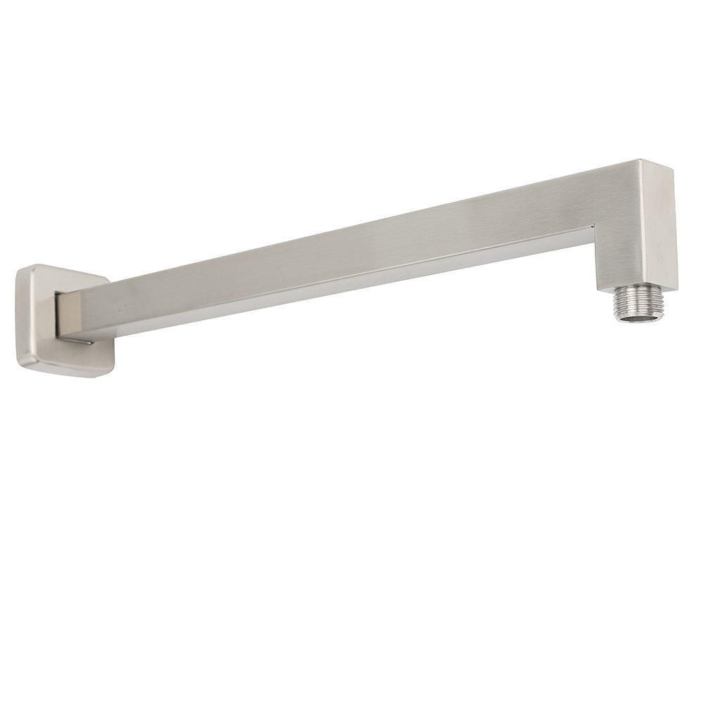 Brushed Nickel 8" Square Rainfall Shower Head + 400mm Straight Wall Mount Arm