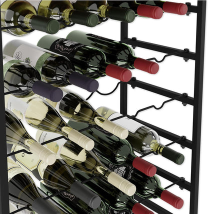 6-Tier Freestanding Wine Rack for 30 Bottles with Wood Countertop and Sturdy Metal Frame