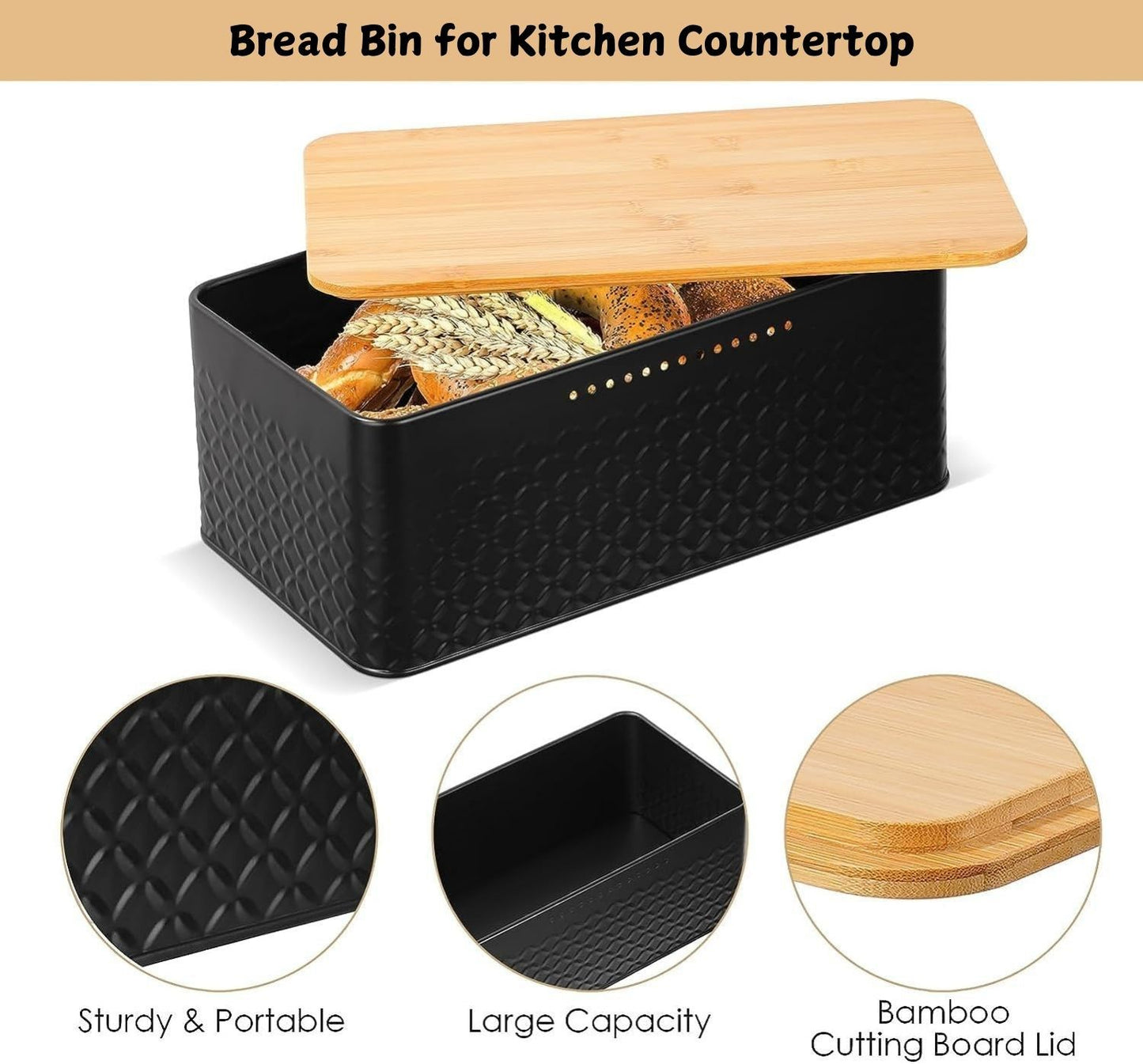 Bread Bin with Bamboo Lid used as Chopping Board for Kitchen Countertop