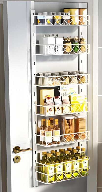 6 Tier Adjustable Baskets Over Door Pantry Organiser for Home Kitchen