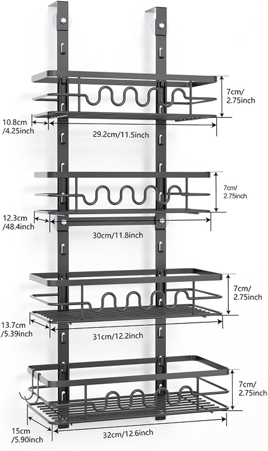 4 Tier Adjustable Baskets Over Door Pantry Organiser for Home Kitchen