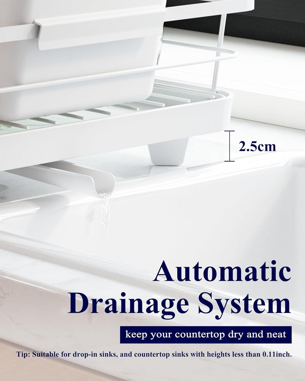 CARLA HOME Dish Drying Rack for Kitchen Counter with Removable Drip Tray, Utensil Holder and Cutlery Organizer