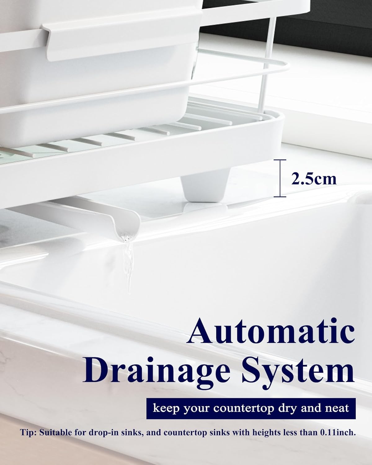 CARLA HOME Dish Drying Rack for Kitchen Counter with Removable Drip Tray, Utensil Holder and Cutlery Organizer