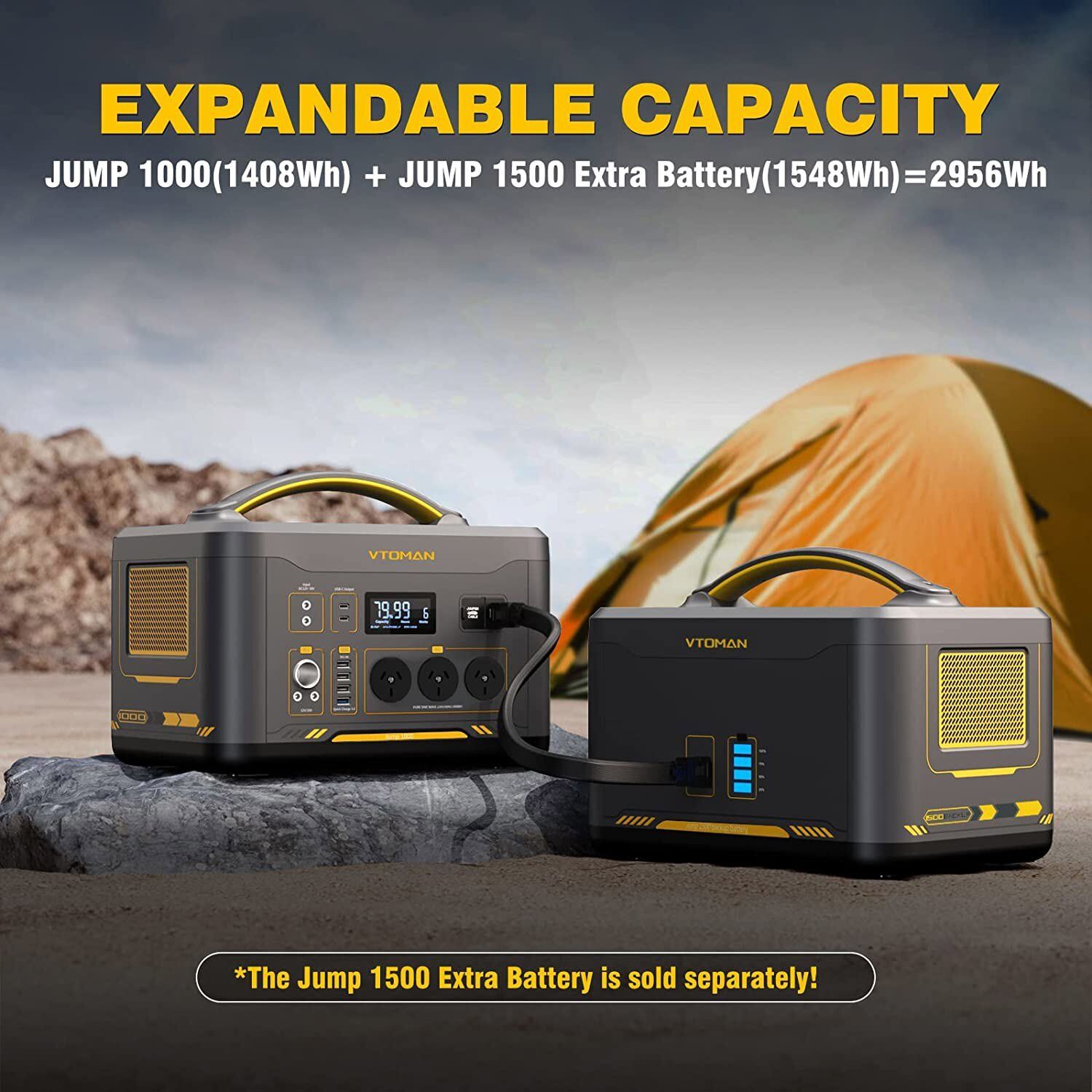 1000W 1408Wh Solar Generator 10A Black Portable Power Station