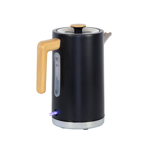 1.7L Kitchen Kettle in Black w/ Wood Accents