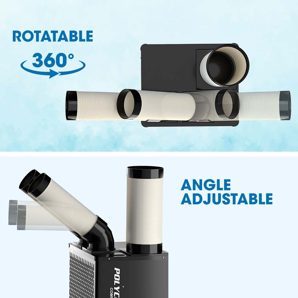 POLYCOOL 4.5kW Portable Industrial Spot Cooler, with Twin Cooling Ducts, 15A Plug - YDS.com.au