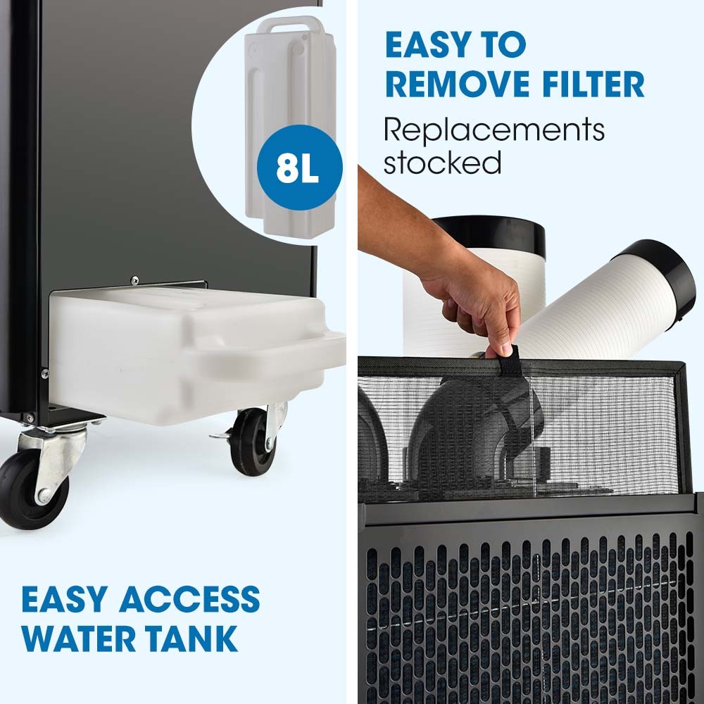 POLYCOOL 4.5kW Portable Industrial Spot Cooler, with Twin Cooling Ducts, 15A Plug - YDS.com.au