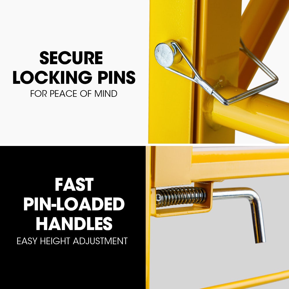 Baumr-AG 1.9 x 0.8 x 1.8m Adjustable Mobile Scaffold Platform, Guard Rail, Outrigger Wheel Set, Trapdoor Hatch