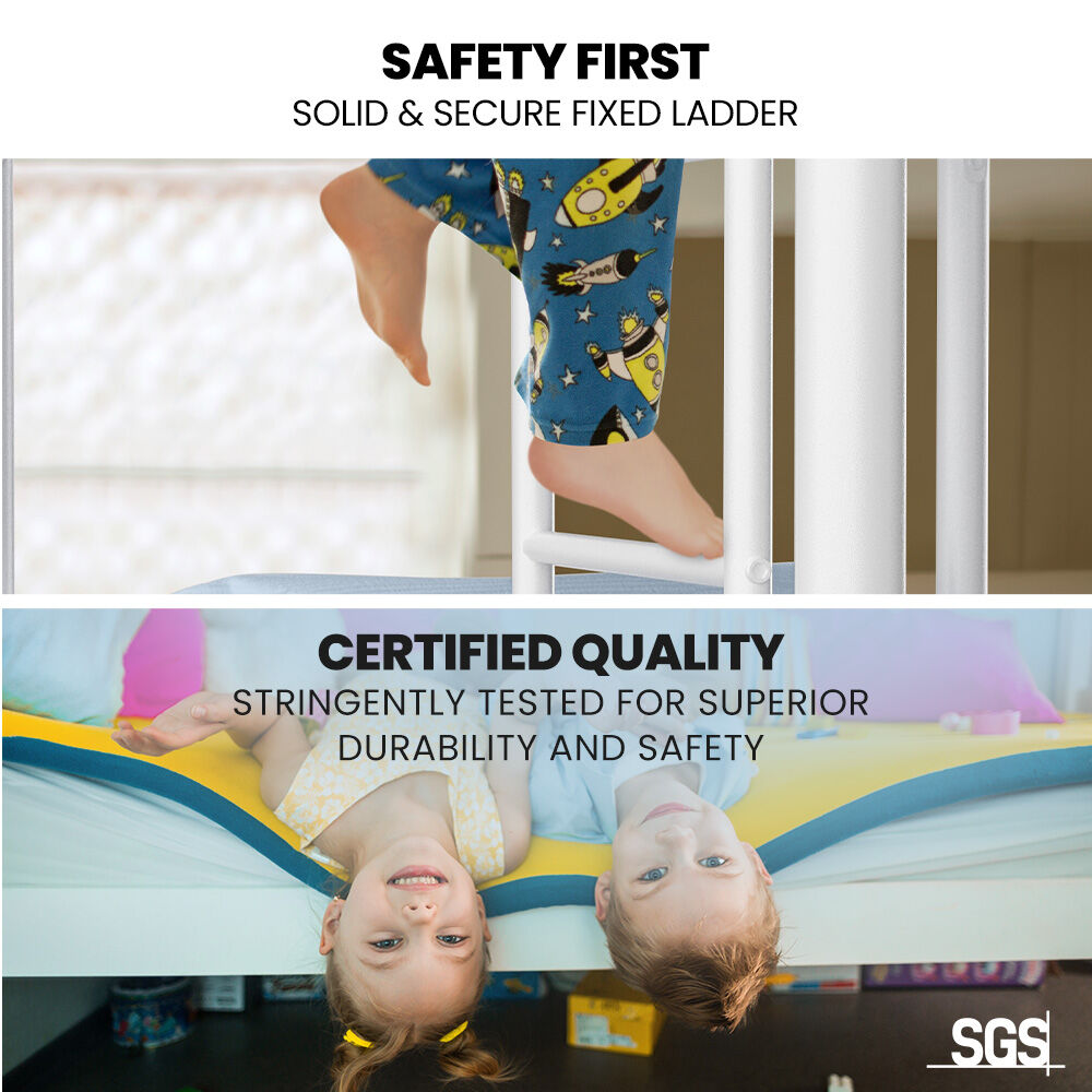 KINGSTON SLUMBER Single over Double Metal Bunk Bed Frame, Matte White