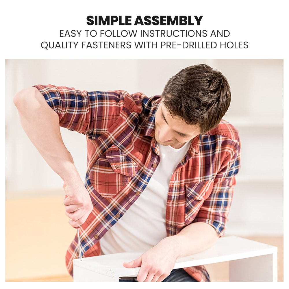 KINGSTON SLUMBER Wooden Kids Single Loft Bed Frame with Pull Out Desk, Storage Drawers, Cabinet - White