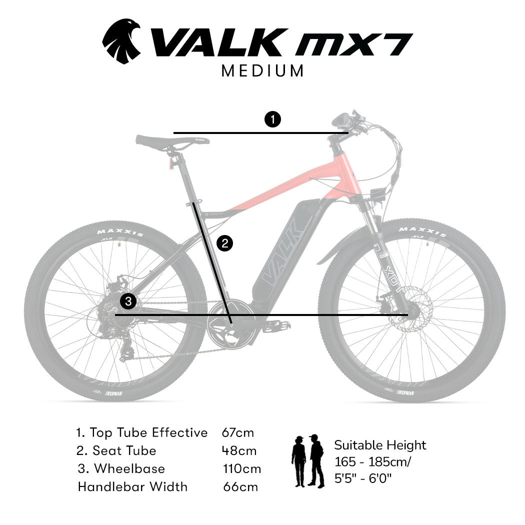 2023 Valk MX7 Electric Bike Medium frame Mountain ebike, Black and Red