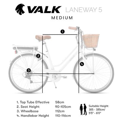 Valk Laneway 5 Vintage Electric Bike, Torque Sensor equipped eBike, Medium, White