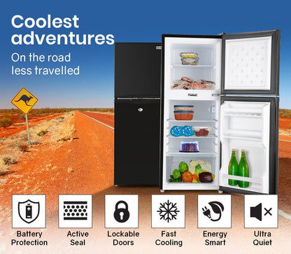 GECKO 125L Portable Fridge Freezer Camping Motorhome Caravan Upright Fridges 12V/24V/240V, Black