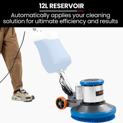 Auch 17" Commercial Orbital Scrubber & Polisher, Hard Floor Buffer, Carpet Cleaner, 12L Solution Tank, 2 Brushes