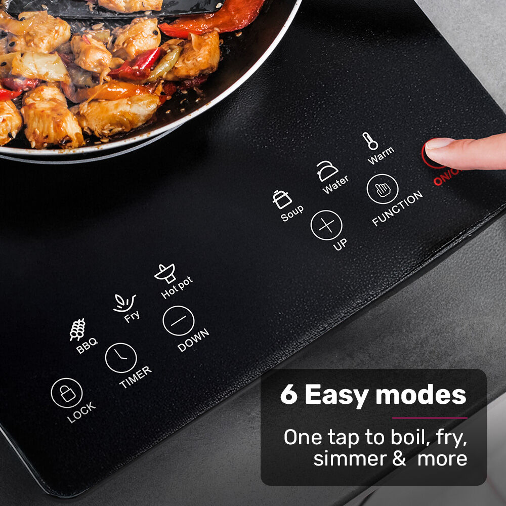 EUROCHEF Induction Cooktop, 2000W, 9 Heat Levels, Fast Electric Portable Cooker, Touch Controls