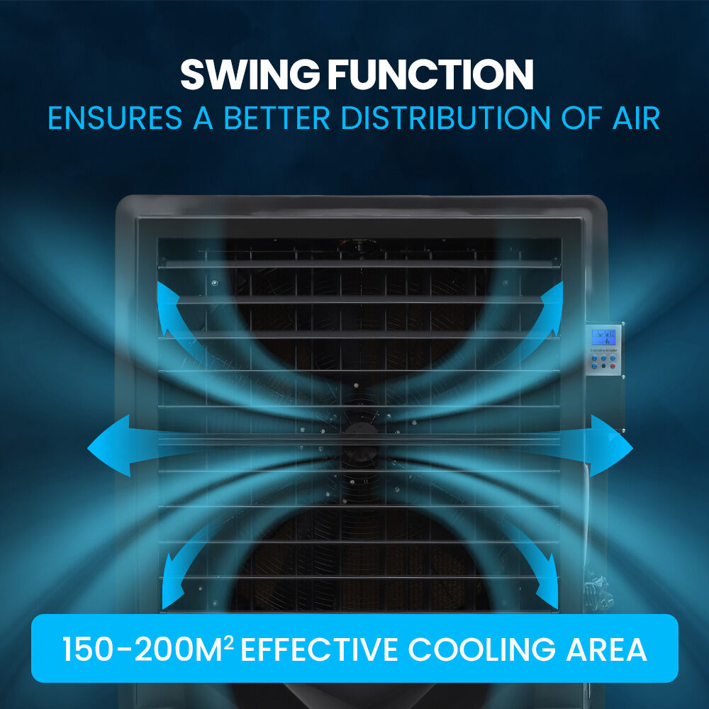 POLYCOOL 130L 750W Evaporative Air Cooler, Commercial Industrial Grade, Remote Control, Purifier, Fan