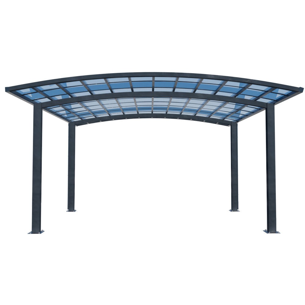 SHADE SHIELD Arched Double Carport 6.0m x 5.5m x 3.4m, Aluminium Alloy Frame, Polycarbonate Roof, Shelter for Car or Outdoor Living