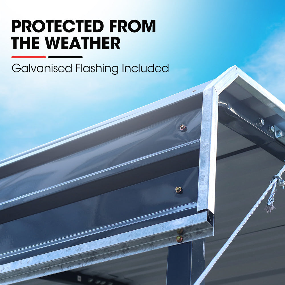 SHADE SHIELD Single Carport Shed 3.3 x 6 x 2.9m, Galvanised Steel Frame, Powder Coated Gable Roof, Shelter for Car Caravan Boat Tractor Agricultural