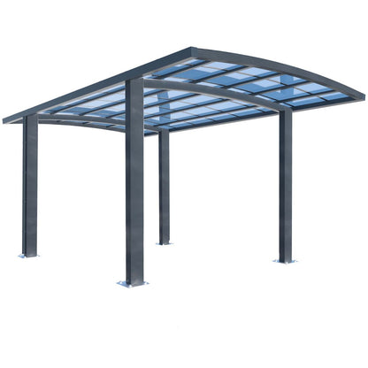 SHADE SHIELD Arched Single Carport 3.0m x 5.5m x 3.4m, Aluminium Alloy Frame, Polycarbonate Roof, Shelter for Car or Outdoor Living