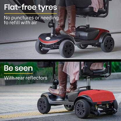 Scooter eléctrico de movilidad EQUIPMED plegable portátil para adultos mayores, SmartRider negro y rojo