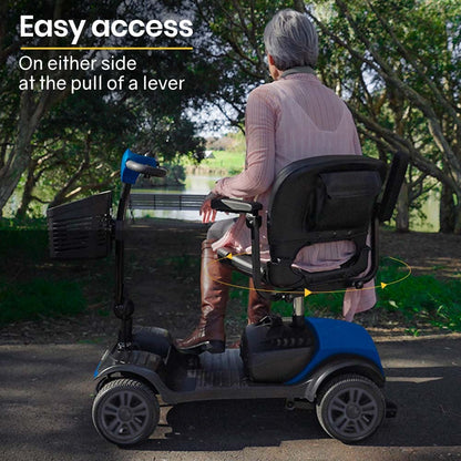 Scooter eléctrico de movilidad EQUIPMED plegable portátil para adultos mayores, SmartRider negro y azul