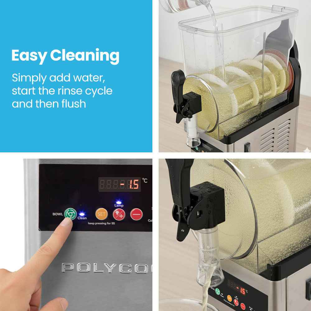 POLYCOOL 12L Single Tank Commercial Slush Machine, Digital Control Panel, SAA Approved, Juice and Frozen Slushy Maker