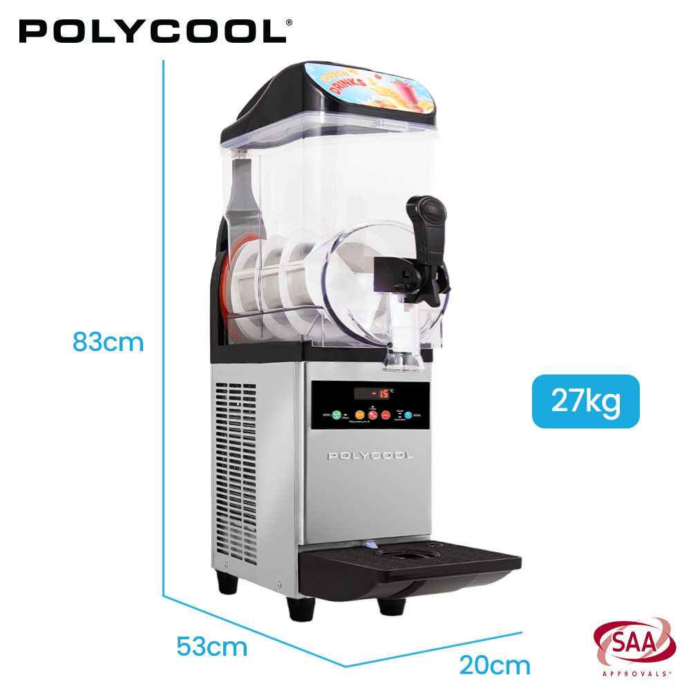 POLYCOOL 12L Single Tank Commercial Slush Machine, Digital Control Panel, SAA Approved, Juice and Frozen Slushy Maker
