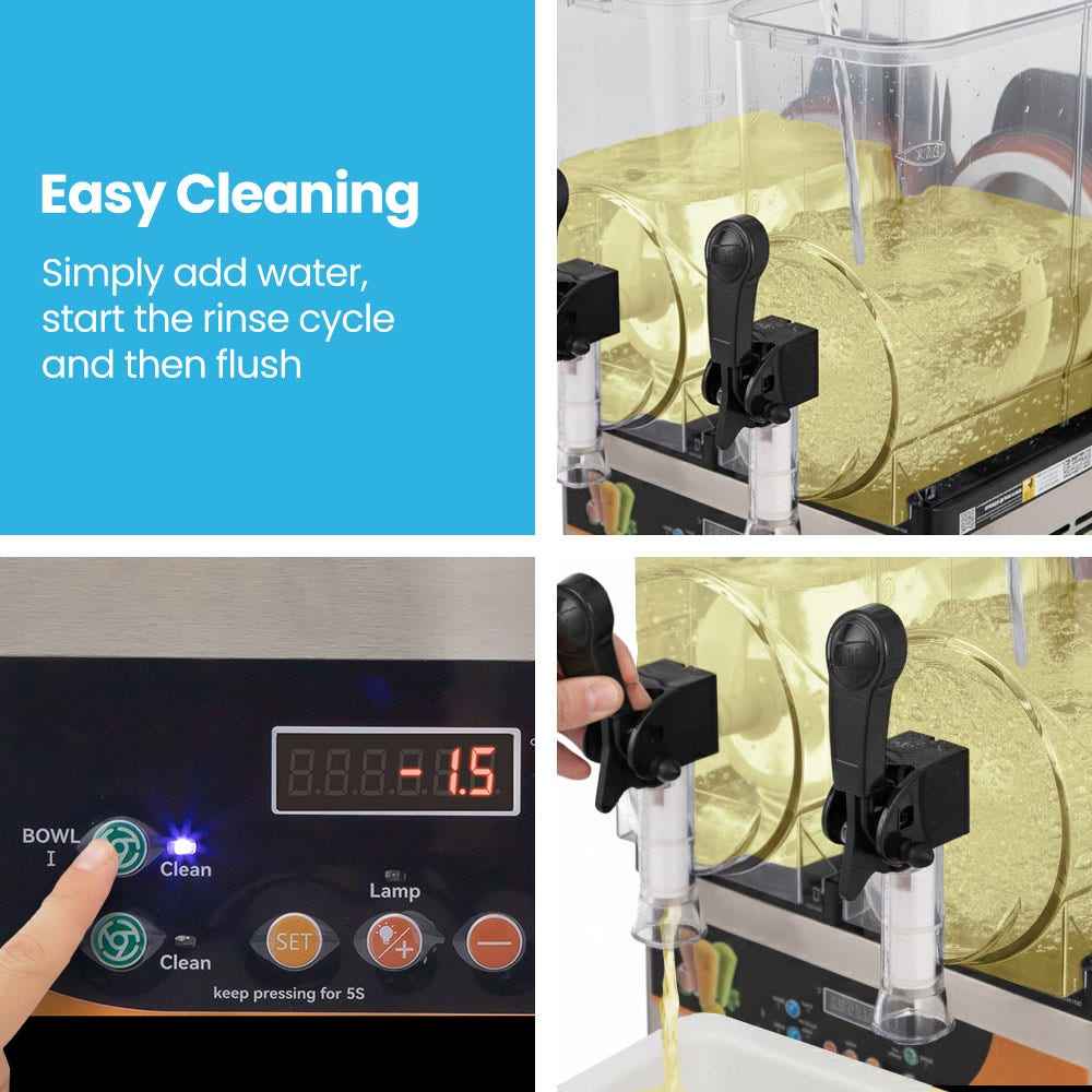 POLYCOOL 24L Double Tank Commercial Slush Machine, Digital Control Panel, SAA Approved, Juice and Frozen Slushy Maker