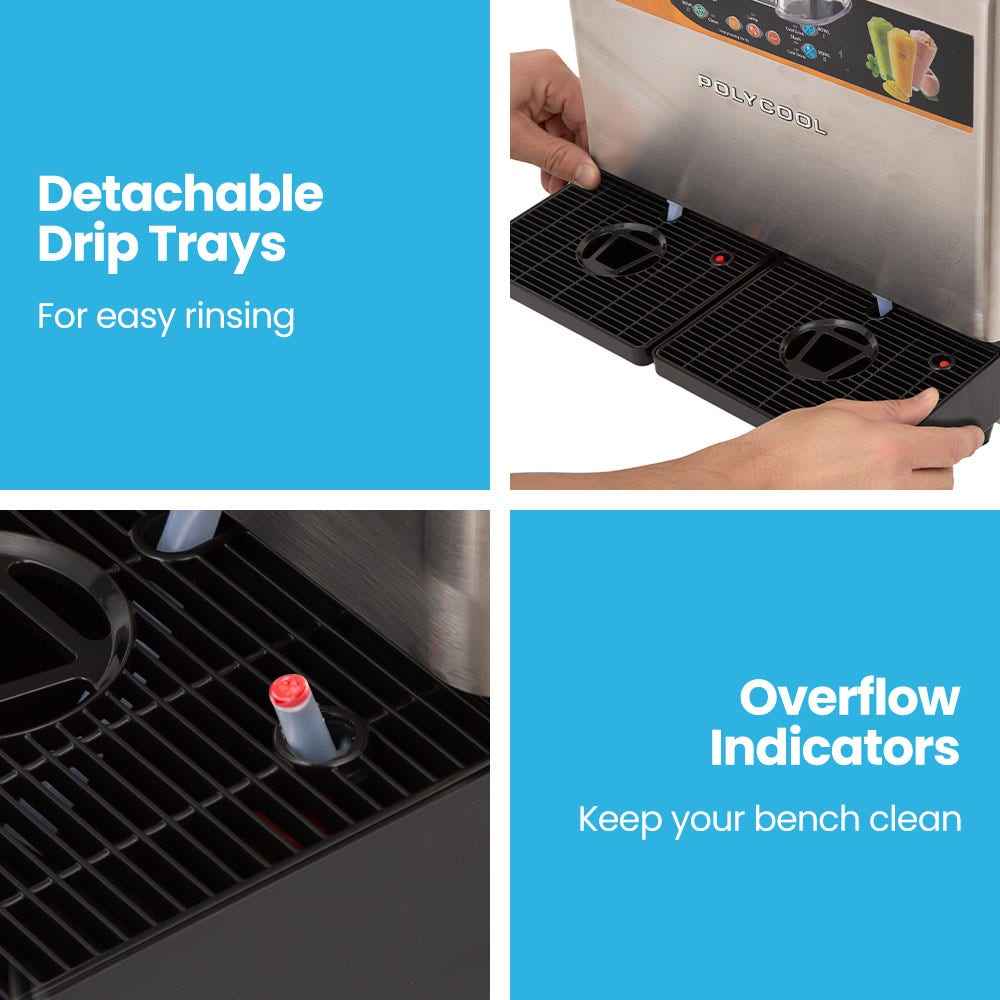 POLYCOOL 24L Double Tank Commercial Slush Machine, Digital Control Panel, SAA Approved, Juice and Frozen Slushy Maker