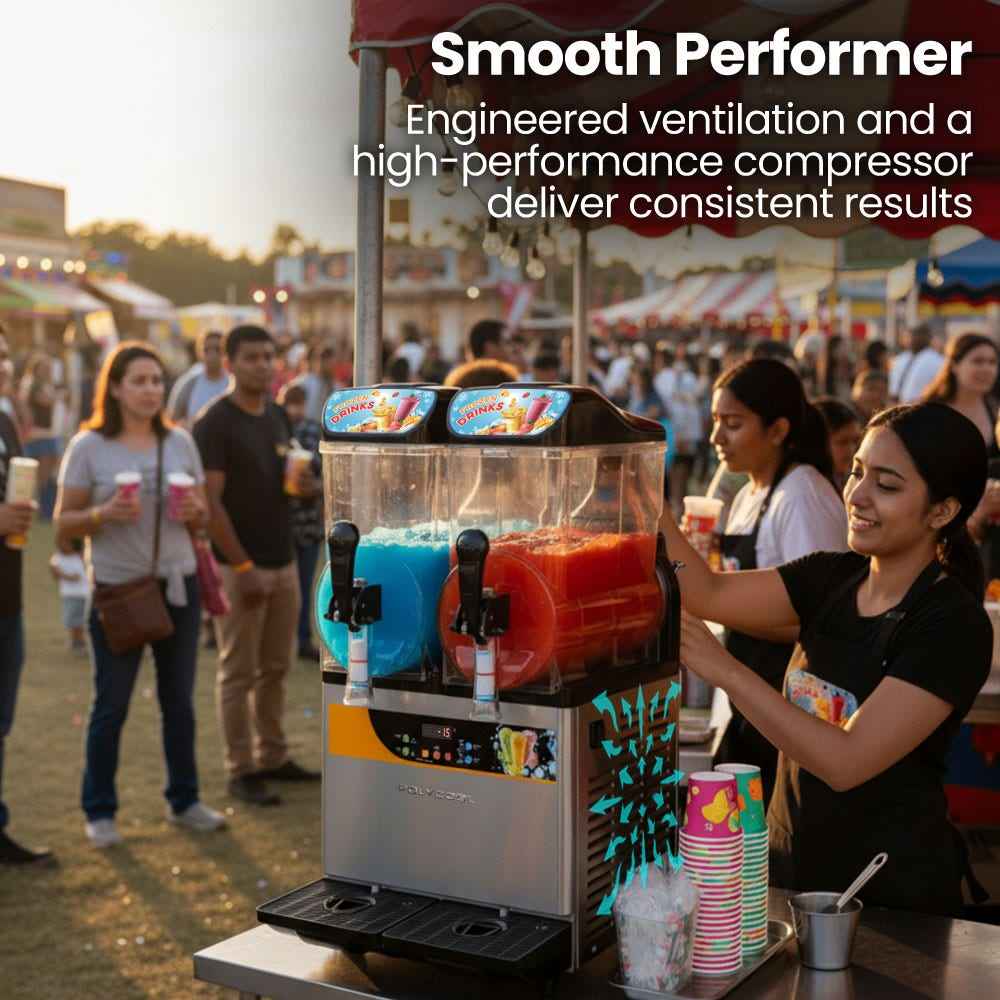 POLYCOOL 24L Double Tank Commercial Slush Machine, Digital Control Panel, SAA Approved, Juice and Frozen Slushy Maker