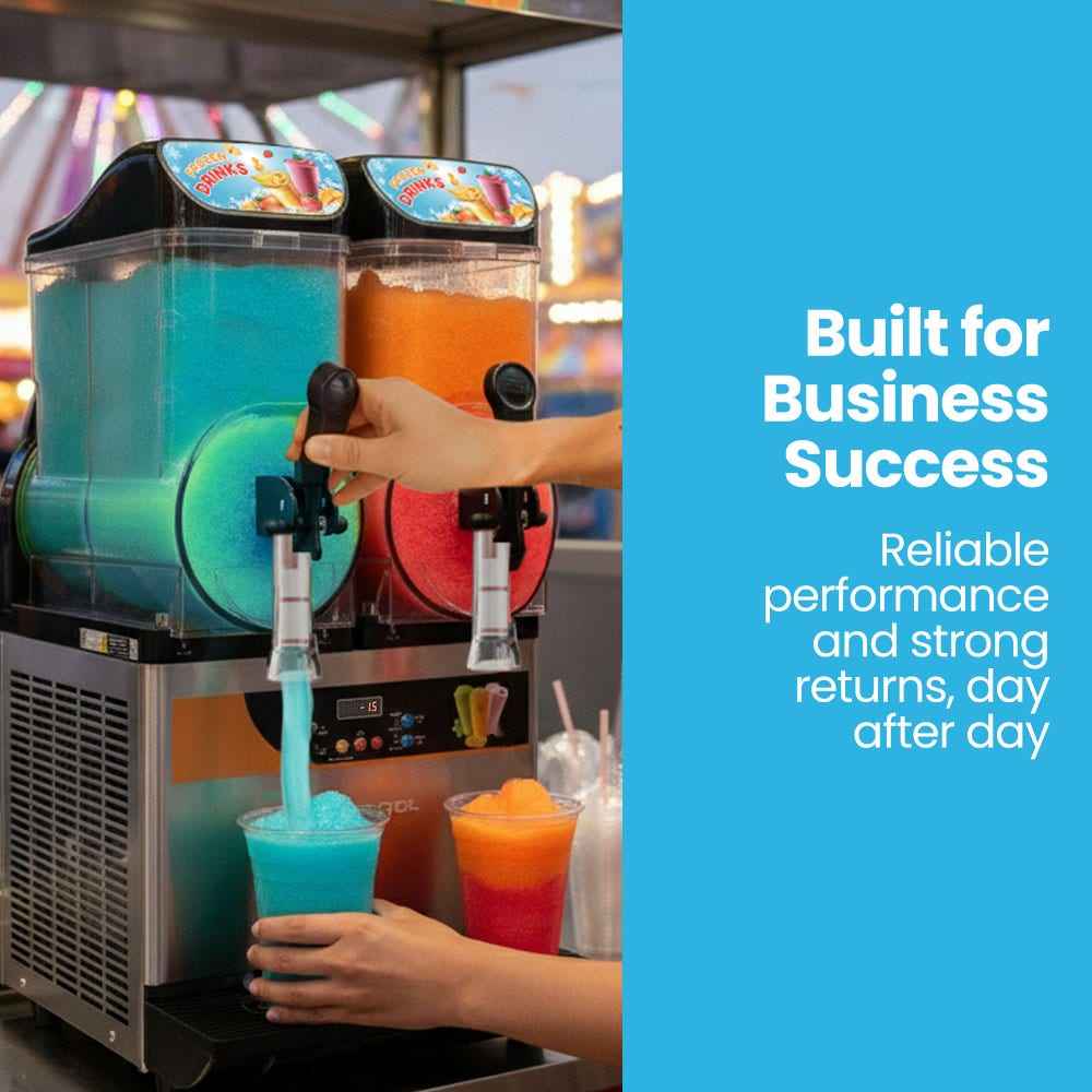 POLYCOOL 24L Double Tank Commercial Slush Machine, Digital Control Panel, SAA Approved, Juice and Frozen Slushy Maker