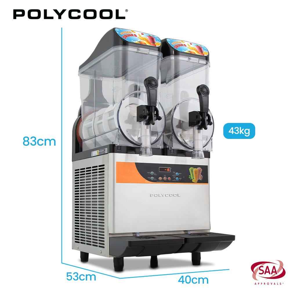 POLYCOOL 24L Double Tank Commercial Slush Machine, Digital Control Panel, SAA Approved, Juice and Frozen Slushy Maker