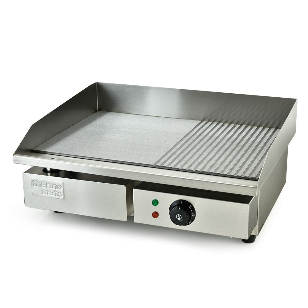 THERMOMATE Electric Griddle Commercial Stainless Steel 2200W BBQ Grill Pan Hot Plate Large