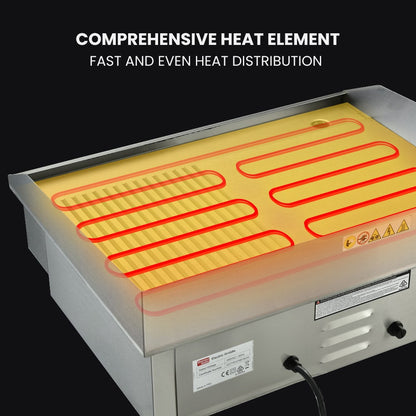 THERMOMATE Electric Griddle Commercial Stainless Steel 2200W BBQ Grill Pan Hot Plate Large