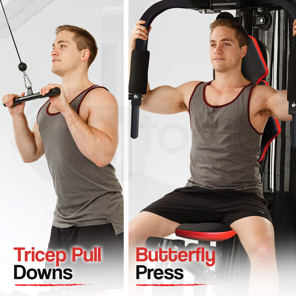 PROFLEX Home Gym Exercise Machine Fitness Equipment Weight Bench Press Set 100lbs