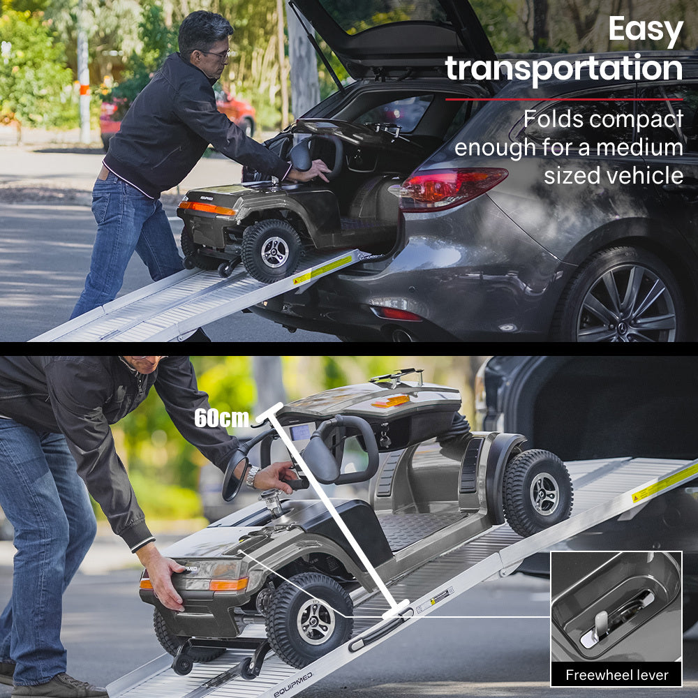 EQUIPMED Mobility Scooter, S-XXL comfortable size for all riders, 30km Max Range, 180kg capacity, Grey