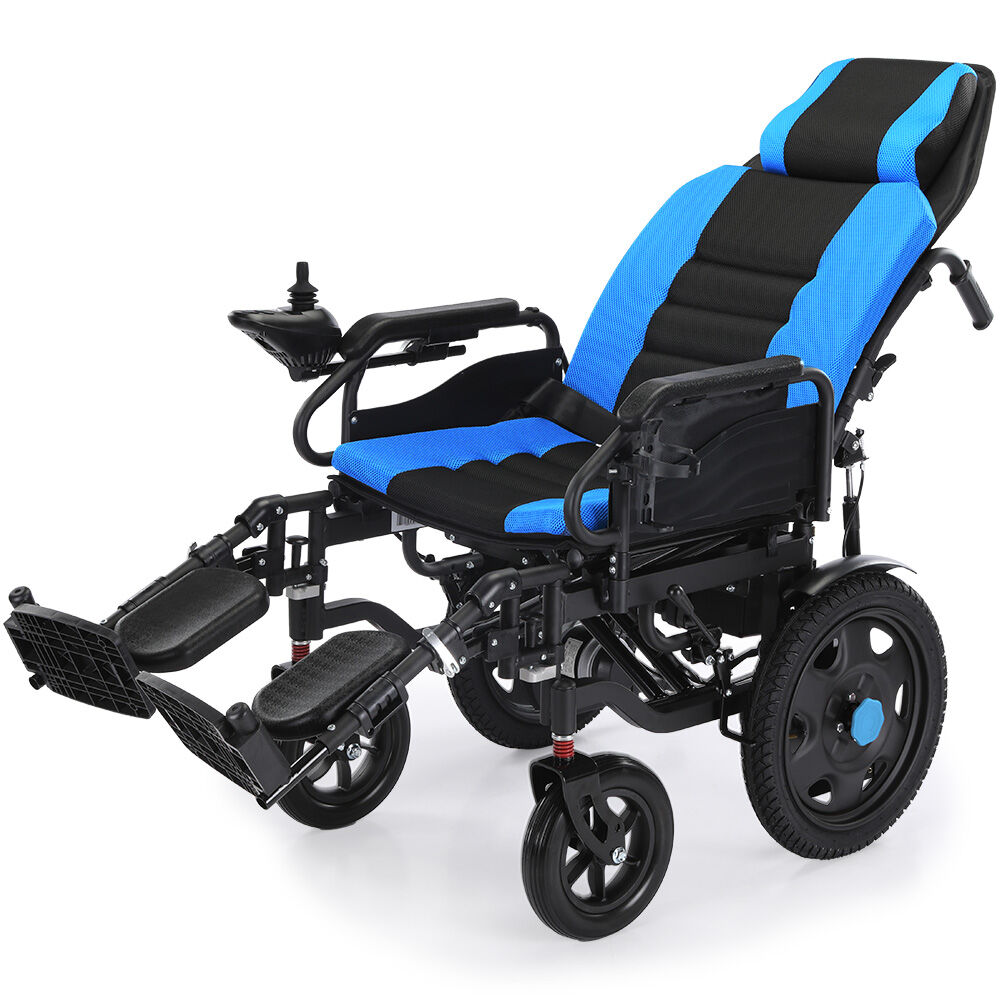 EQUIPMED Power Electric Wheelchair, Wide Bariatric Chair, Comfortable for S-XL, Long Range, Recline Adjustment, Lithium Battery, 16'' Wheels, Headrest, Folding